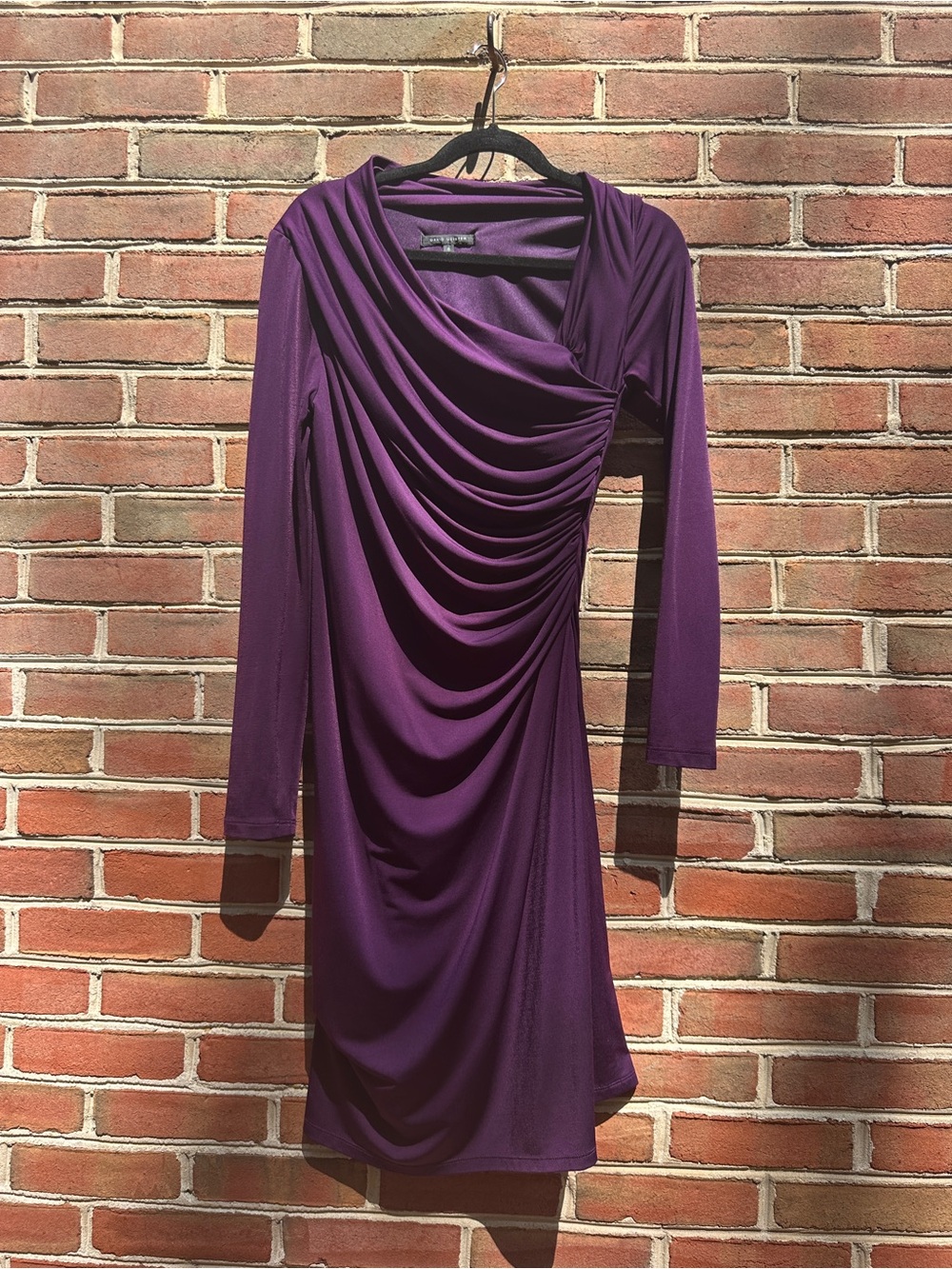 David Meister Purple Ruched Draped Cocktail Dress Size 8